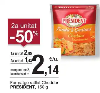 BonpreuEsclat Formatge ratllat Cheddar PRÉSIDENT, 150 g oferta