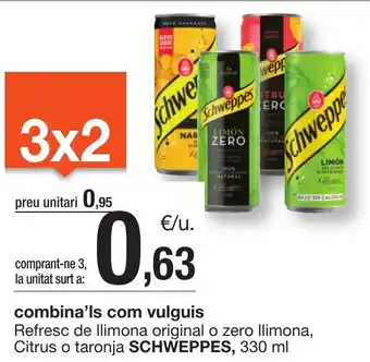 BonpreuEsclat combina'ls com vulguis Refresc de llimona original o zero llimona, Citrus o taronja SCHWEPPES, 330 ml oferta