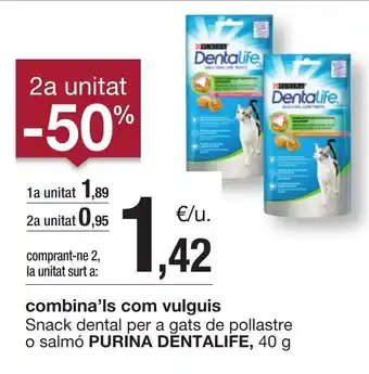 BonpreuEsclat combina'ls com vulguis Snack dental per a gats de pollastre o salmó PURINA DENTALIFE, 40 g oferta