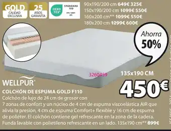 JYSK COLCHÓN DE ESPUMA GOLD F110 oferta