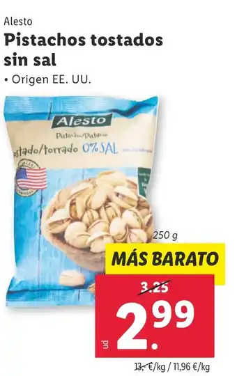 Lidl Pistachos tostados sin sal oferta