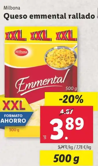 Lidl Queso emmental rallado oferta