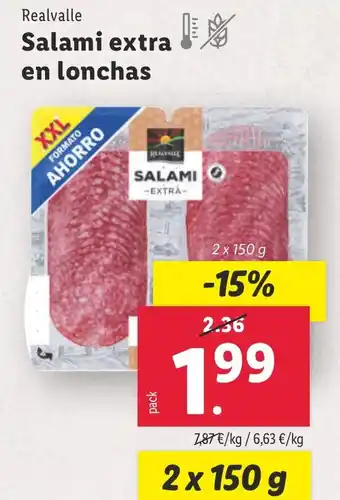 Lidl Salami extra en lonchas oferta