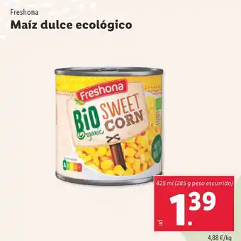 Lidl Maíz dulce ecológico oferta