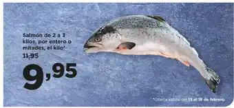 Alimerka Salmón de 2 a 3 kilos, por entero o mitades, el kilo oferta