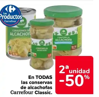 Carrefour En TODAS las conservas de alcachofas Carrefour Classic. oferta