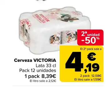 Carrefour Cerveza VICTORIA Lata 33 cl oferta