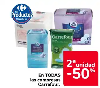 Carrefour En TODAS las compresas Carrefour. oferta