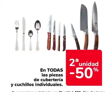 Carrefour EN TODAS las piezas de cubertería y cuchillos individuales. oferta