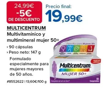 Costco MULTICENTRUM Multivitamínico y multimineral mujer 50+ oferta