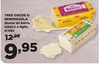 Alimerka TRES OSCOS O BERENGUELA Queso en barra clásico o light, el kilo oferta