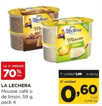 Alimerka LA LECHERA Mousse café o de limón, 59 g. pack 4 oferta