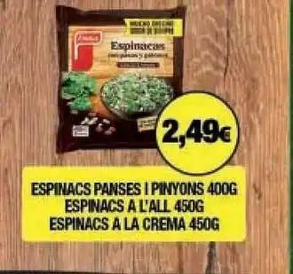 Suma Supermercados Espinacs Panses I Pinyons Espinacs A L'all Espinacs A La Crema 450g oferta