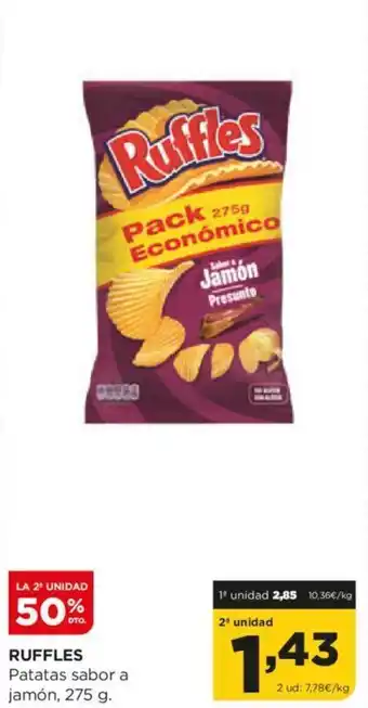 Alimerka RUFFLES Patatas sabor a jamón, 275 g. oferta