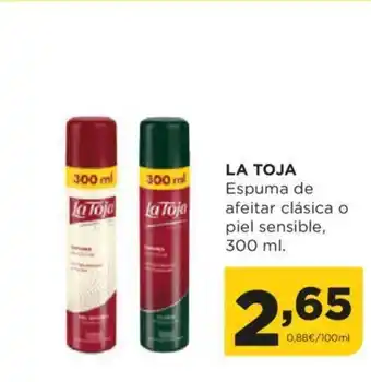 Alimerka LA TOJA Espuma de afeitar clásica o piel sensible, 300 ml. oferta