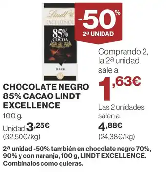 Supercor CHOCOLATE NEGRO 85% CACAO LINDT EXCELLENCE oferta