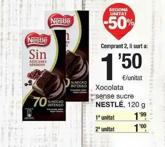 SPAR Fragadis Segona Unitat -50% Xocolata Sense Sucres Nestlé 120g oferta