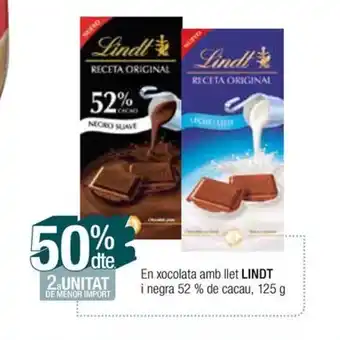 Condis En xocolata amb llet LINDT i negra 52 % de cacau, 125 g oferta