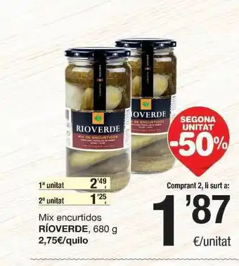 SPAR Fragadis Segona Unitat -50% Mix Encurtidos Ríoverde 880g oferta