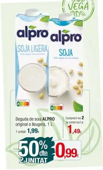 Condis Beguda de soia ALPRO original o lleugera, 1 L oferta