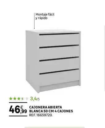 Leroy Merlin Cajonera Abierta Blanca 50 Cm 4 Cajones oferta