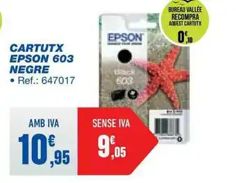 Bureau Vallée Cartutx Epson 603 Negre oferta