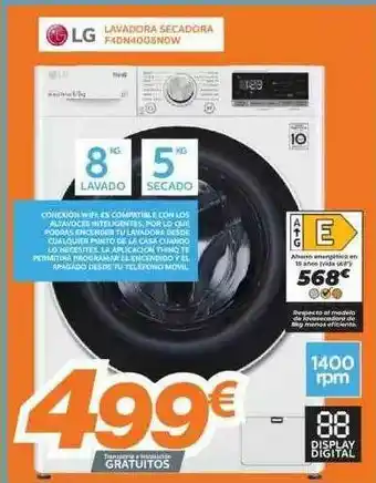 Pascual Martí LG Lavadora Secadora F4dh4005now oferta
