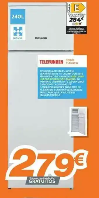 Pascual Martí Telefunken Frigo Tlk284w oferta