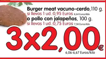 Alimerka Burger meat vacuna-cerdo o pollo con jalapeños 110g/100g oferta