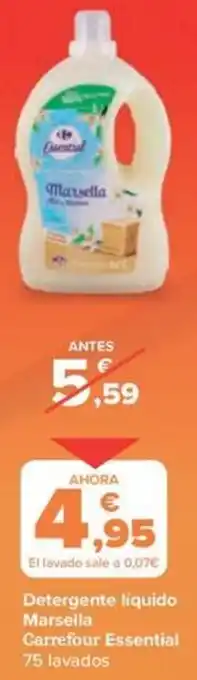 Carrefour Market Detergente líquido Marsella Carrefour Essential 75 lavados oferta