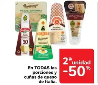 Carrefour Market En TODAS las porciones y cuñas de queso de Italia. oferta