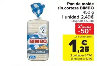 Carrefour Market Pan de molde sin corteza BIMBO oferta