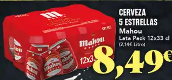 Gadis CERVEZA 5 ESTRELLAS Mahou oferta