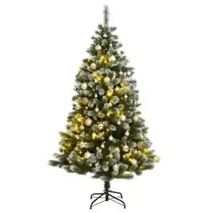 Brico Depôt vidaXL árbol de navidad artificial con bisagras 300 LED y bolas 210 cm oferta