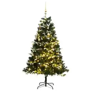 Brico Depôt vidaXL árbol de navidad artificial con bisagras 300 LED y bolas 180 cm oferta