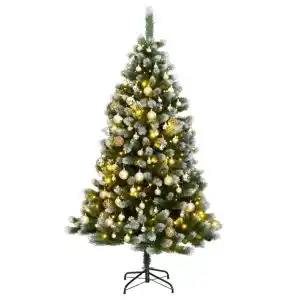 Brico Depôt vidaXL árbol de navidad artificial con bisagras 300 LED y bolas 180 cm oferta