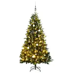 Brico Depôt vidaXL árbol de navidad artificial con bisagras 300 LED y bolas 180 cm oferta