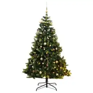 Brico Depôt vidaXL árbol de navidad artificial con bisagras 300 LED y bolas 180 cm oferta