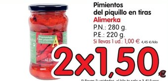 Alimerka Alimerka Pimientos del piquillo en tiras oferta