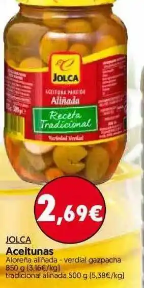 Hiper Usera Jolca Aceitunas Aloreña Aliñada - Verdial Gazpacha Tradicional Aliñada 850g oferta
