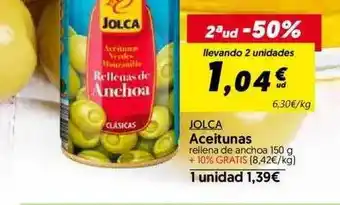 Hiper Usera 2a Ud -50% Jolca Aceitunas Rellena De Anchoa 150g oferta