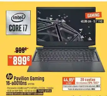 Beep Hp Pavilion Gaming 16-a0010ns oferta