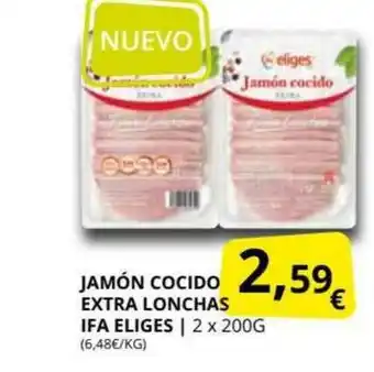 Supermercados MAS Jamón Cocido Extra Lonchas Ifa Eliges 2x200g oferta