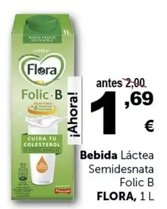Masymas Bebida Láctea Semidesnata Folic B FLORA, 1 L oferta