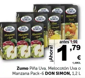 Masymas Zumo Piña Uva, Melocotón Uva o Manzana Pack-6 DON SIMON, 1,2 L oferta
