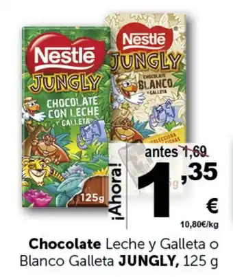Masymas Chocolate Leche y Galleta o Blanco Galleta JUNGLY, 125 g oferta