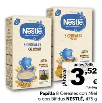 Masymas Papilla 8 Cereales con Miel o con Bifidus NESTLÉ, 475 g oferta