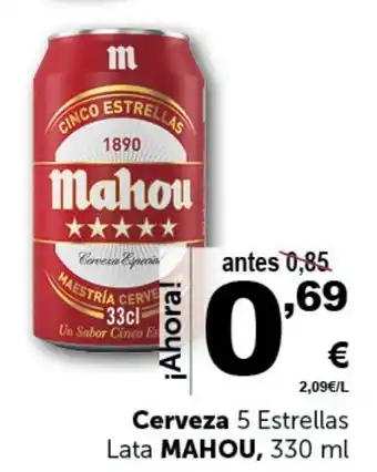 Masymas Cerveza 5 Estrellas Lata MAHOU, 330 ml oferta