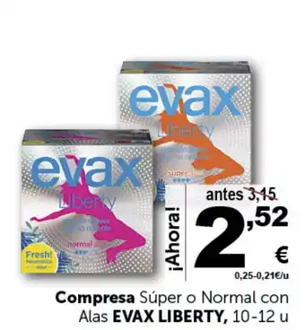 Masymas Compresa Súper o Normal con Alas EVAX LIBERTY, 10-12 u oferta