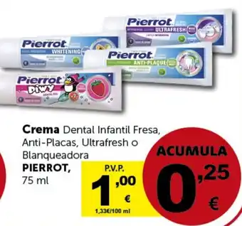 Masymas Crema Dental Infantil Fresa, Anti-Placas, Ultrafresh o Blanqueadora PIERROT, 75 ml oferta